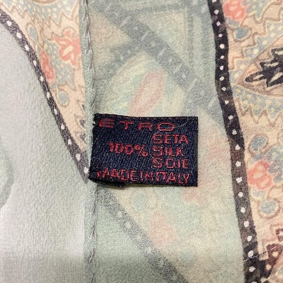 Auth ETRO - Light Green Pink Multi Scarf - Picture 3 of 4